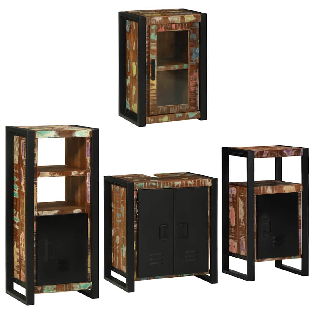 Badkamermeubelset 4 pcs Multikleur Massief gerecycled hout is nu te koop bij PeponiXL, paradijselijk wonen!