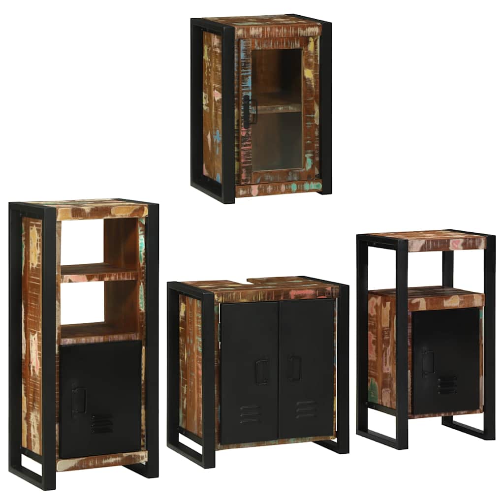 Badkamermeubelset 4 pcs Multikleur Massief gerecycled hout is nu te koop bij PeponiXL, paradijselijk wonen!