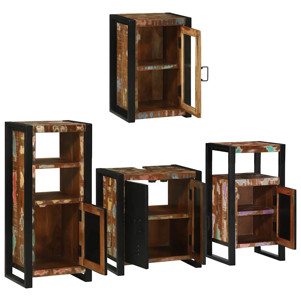 Badkamermeubelset 4 pcs Multikleur Massief gerecycled hout is nu te koop bij PeponiXL, paradijselijk wonen!