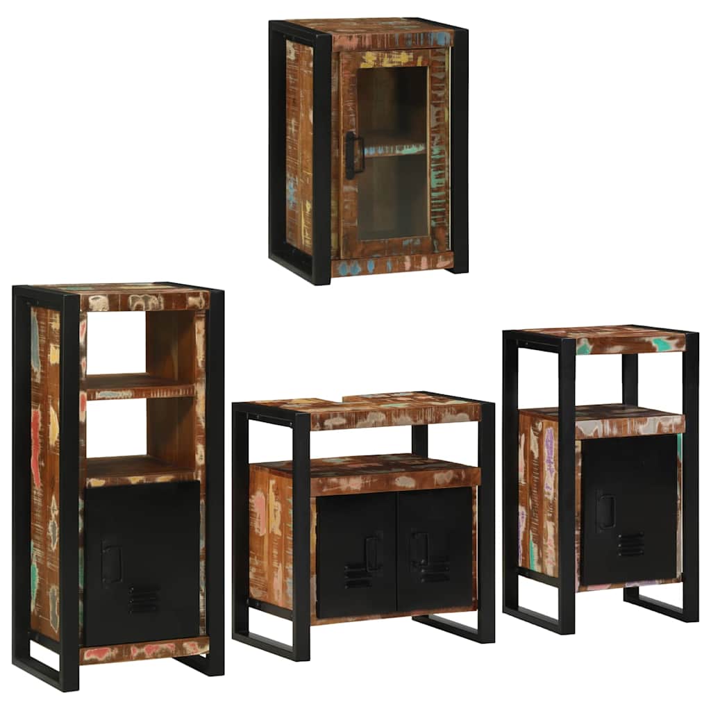Badkamermeubelset 4 pcs Multikleur Massief gerecycled hout is nu te koop bij PeponiXL, paradijselijk wonen!