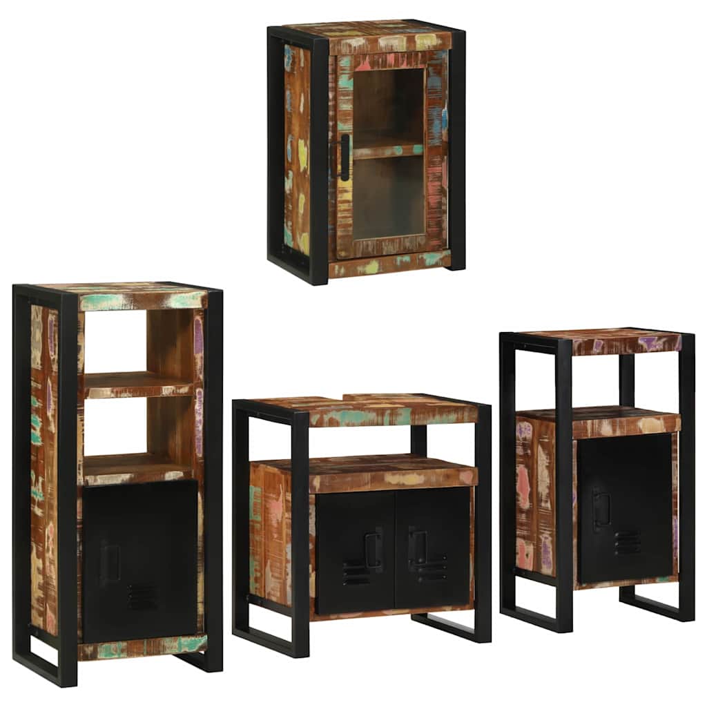Badkamermeubelset 4 pcs Multikleur Massief gerecycled hout is nu te koop bij PeponiXL, paradijselijk wonen!