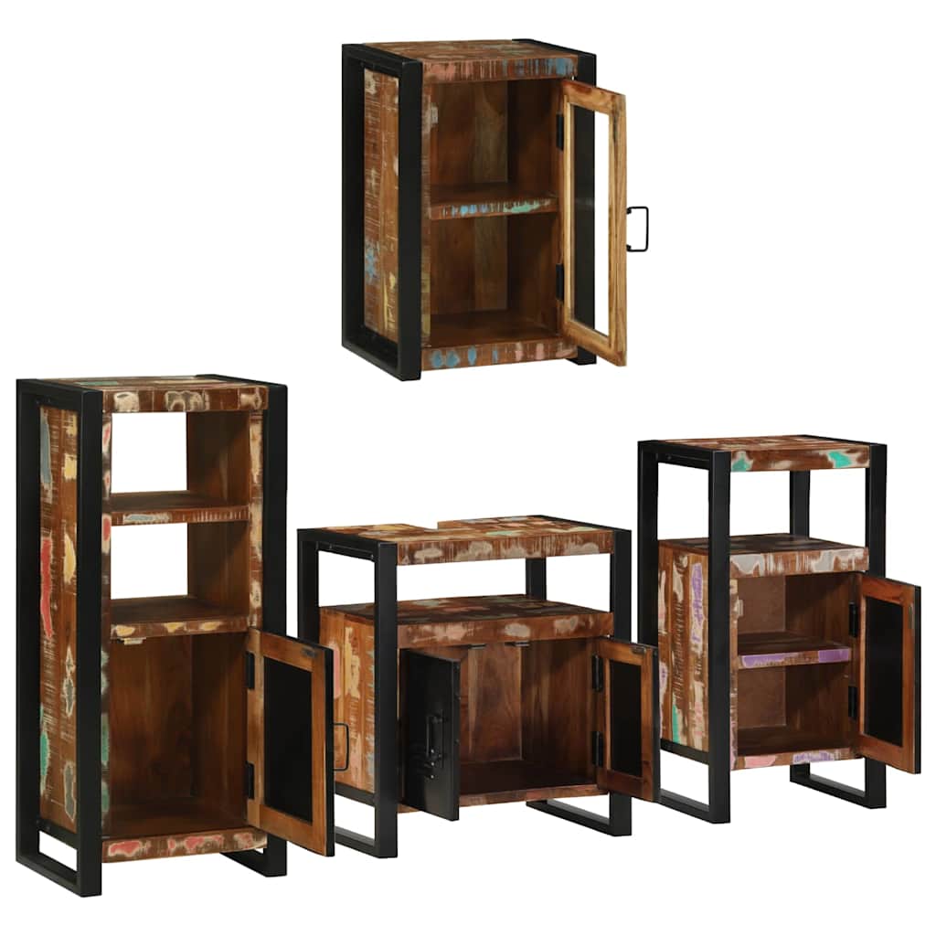 Badkamermeubelset 4 pcs Multikleur Massief gerecycled hout is nu te koop bij PeponiXL, paradijselijk wonen!