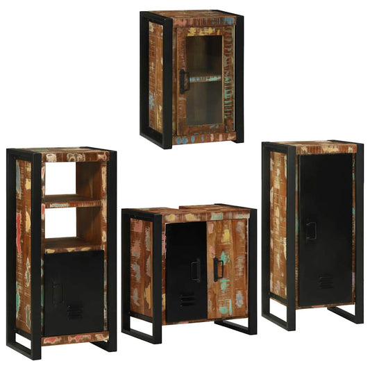 Badkamermeubelset 4 pcs Multikleur Massief gerecycled hout is nu te koop bij PeponiXL, paradijselijk wonen!