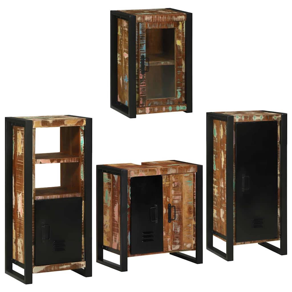Badkamermeubelset 4 pcs Multikleur Massief gerecycled hout is nu te koop bij PeponiXL, paradijselijk wonen!