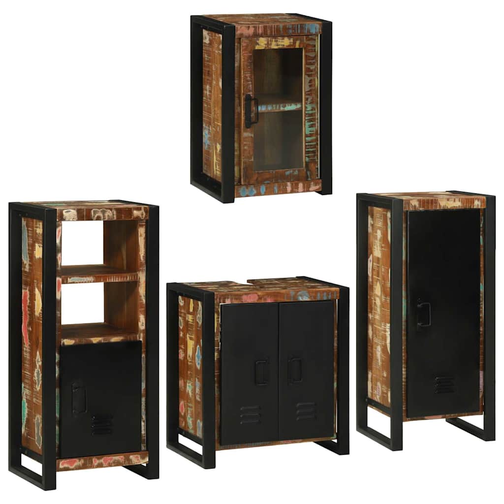 Badkamermeubelset 4 pcs Multikleur Massief gerecycled hout is nu te koop bij PeponiXL, paradijselijk wonen!