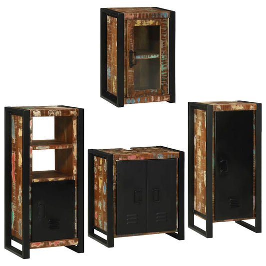 Badkamermeubelset 4 pcs Multikleur Massief gerecycled hout is nu te koop bij PeponiXL, paradijselijk wonen!