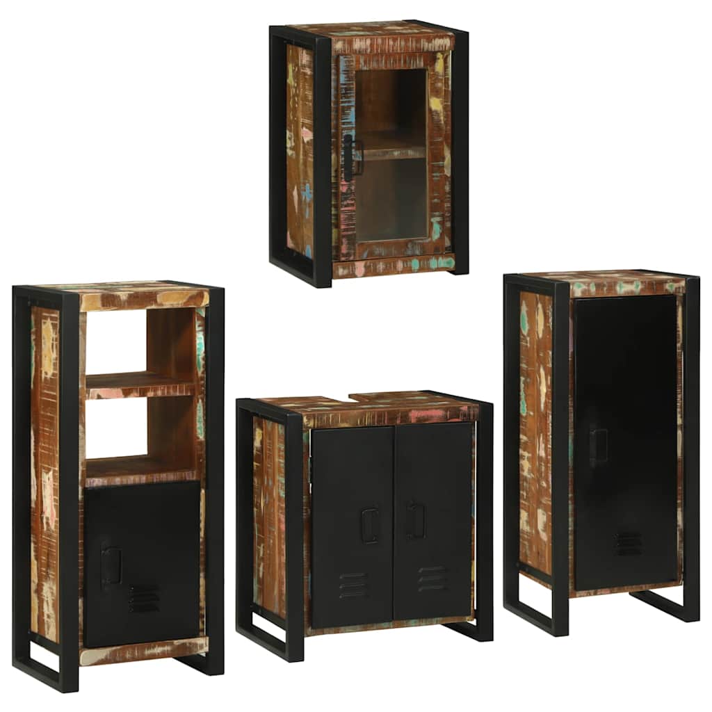 Badkamermeubelset 4 pcs Multikleur Massief gerecycled hout is nu te koop bij PeponiXL, paradijselijk wonen!