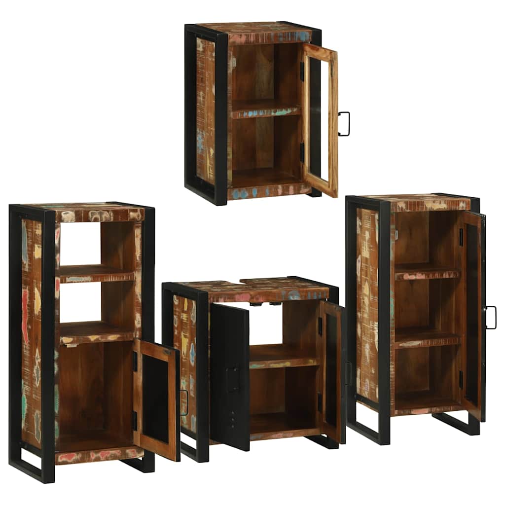 Badkamermeubelset 4 pcs Multikleur Massief gerecycled hout is nu te koop bij PeponiXL, paradijselijk wonen!