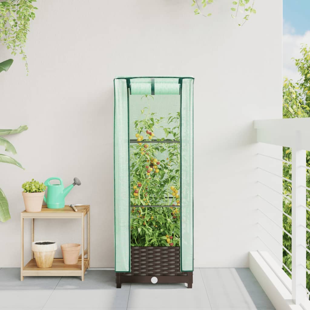 Plantenbak verhoogd met kashoes 40x40x123 cm rattanlook is nu te koop bij PeponiXL, paradijselijk wonen!