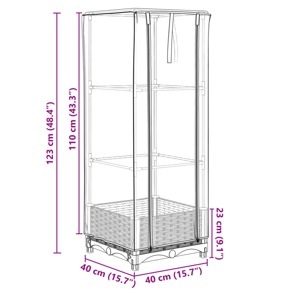 Plantenbak verhoogd met kashoes 40x40x123 cm rattanlook is nu te koop bij PeponiXL, paradijselijk wonen!