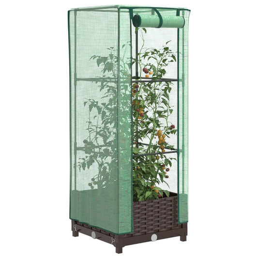 Plantenbak verhoogd met kashoes 40x40x123 cm rattanlook is nu te koop bij PeponiXL, paradijselijk wonen!