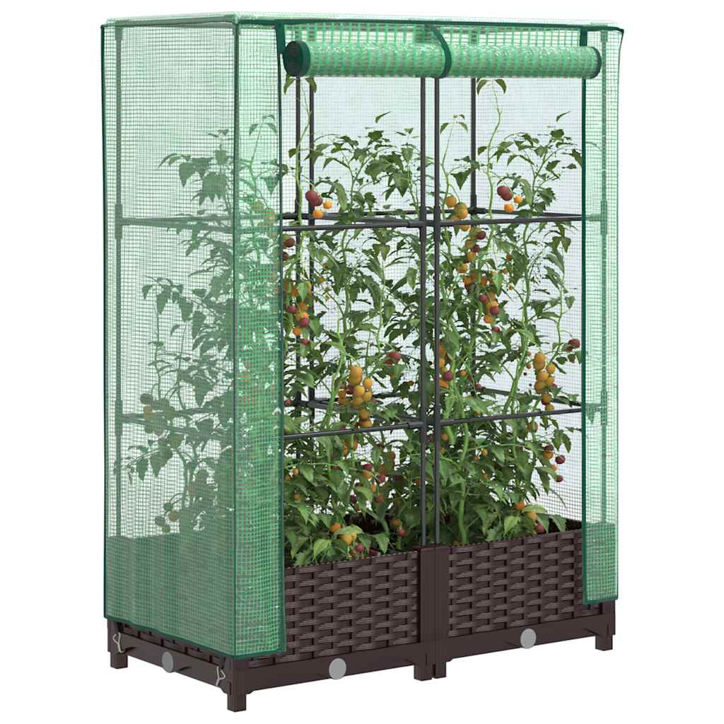 Plantenbak verhoogd met kashoes 80x40x123 cm rattanlook is nu te koop bij PeponiXL, paradijselijk wonen!