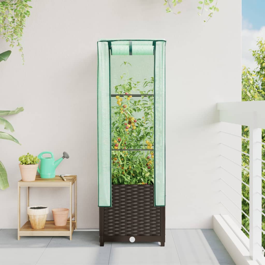 Plantenbak verhoogd met kashoes 40x40x139 cm rattanlook is nu te koop bij PeponiXL, paradijselijk wonen!