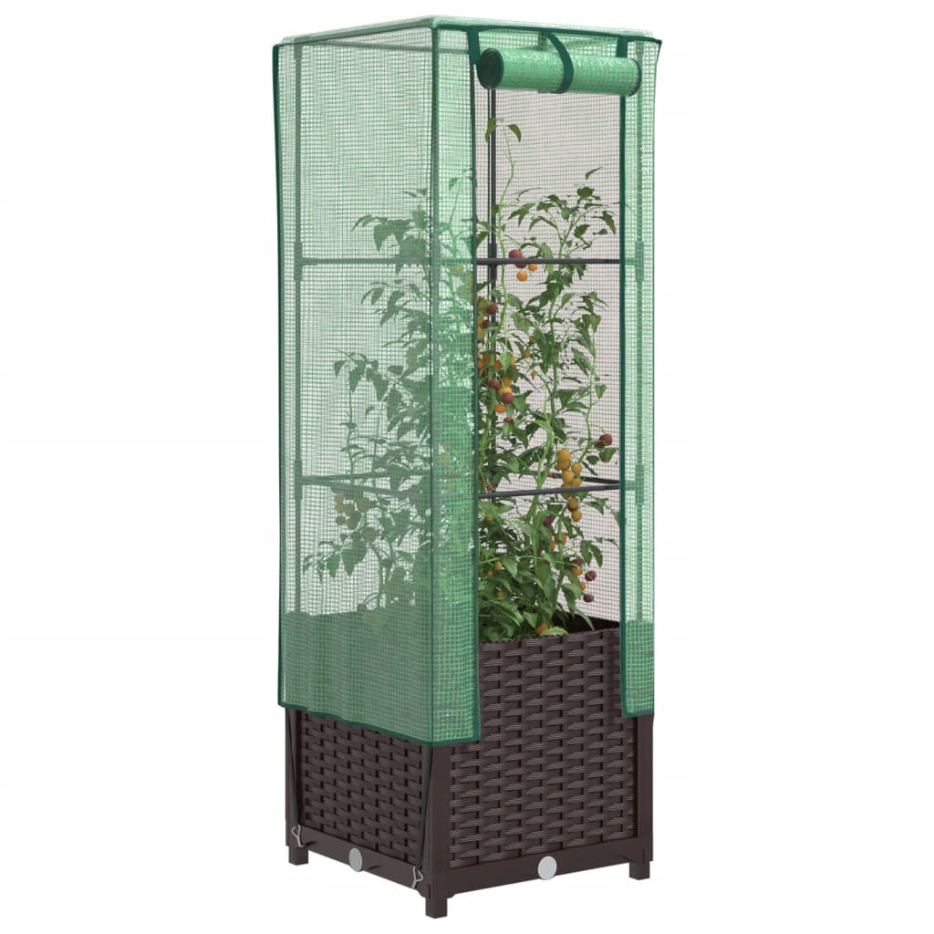 Plantenbak verhoogd met kashoes 40x40x139 cm rattanlook is nu te koop bij PeponiXL, paradijselijk wonen!