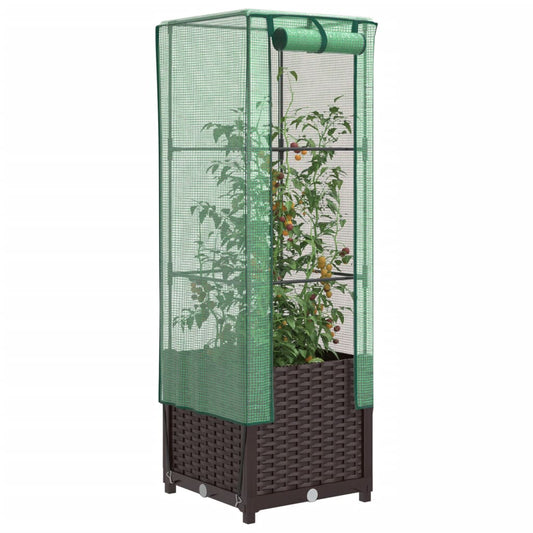 Plantenbak verhoogd met kashoes 40x40x139 cm rattanlook is nu te koop bij PeponiXL, paradijselijk wonen!