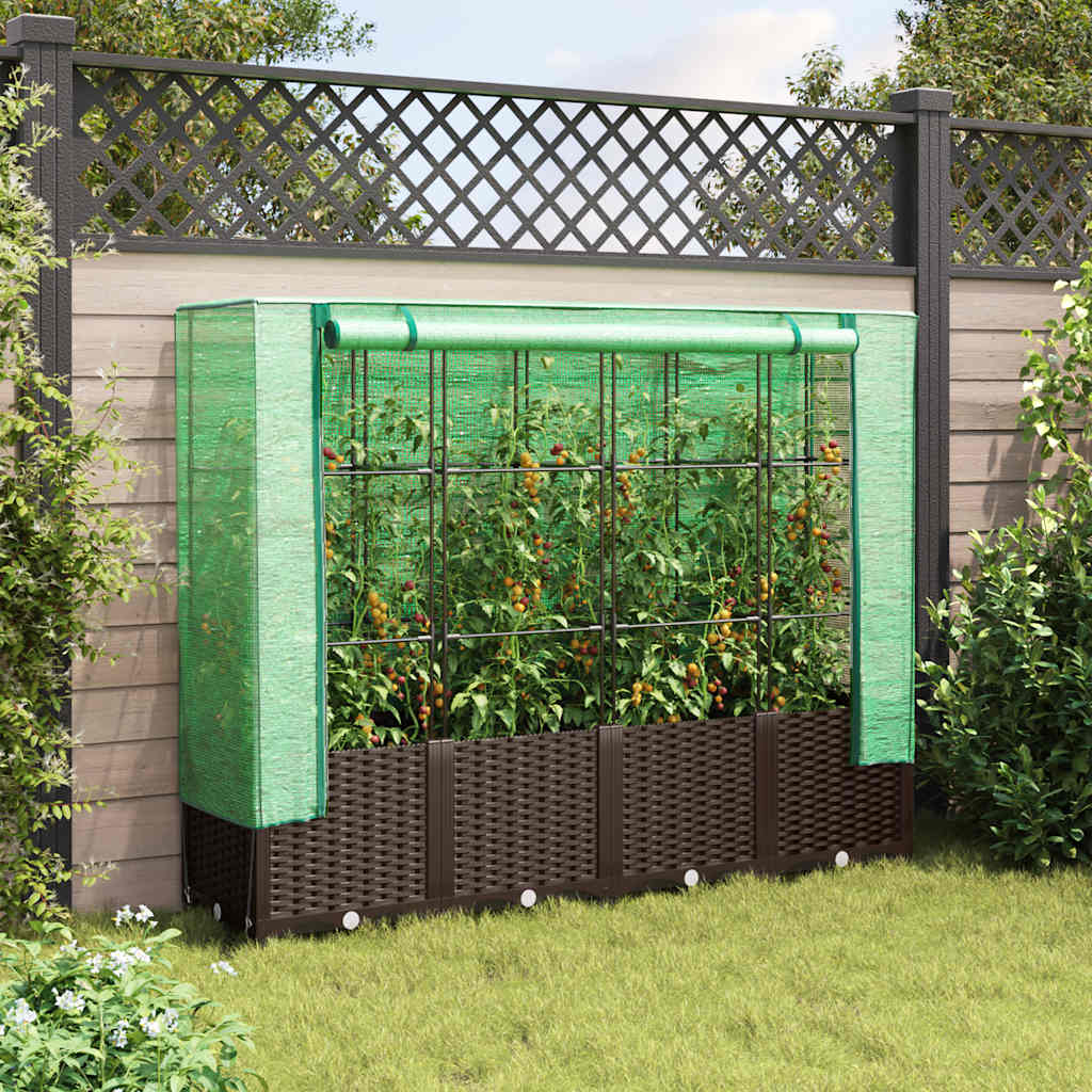 Plantenbak verhoogd met kashoes 160x40x138 cm rattanlook is nu te koop bij PeponiXL, paradijselijk wonen!
