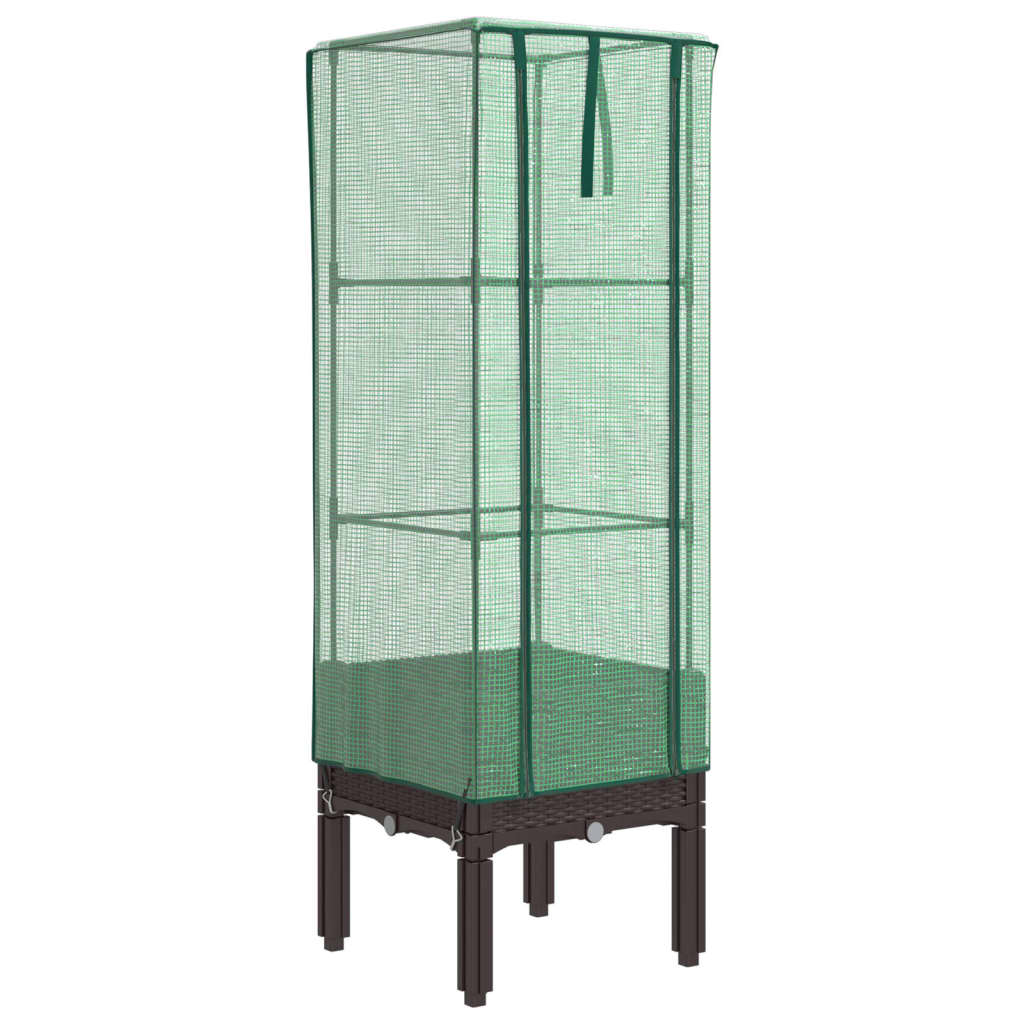 Plantenbak verhoogd met kashoes 40x40x140 cm rattanlook is nu te koop bij PeponiXL, paradijselijk wonen!