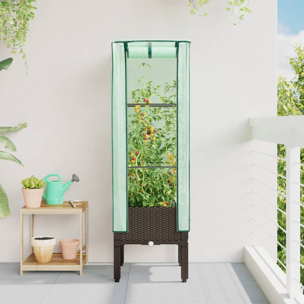 Plantenbak verhoogd met kashoes 40x40x140 cm rattanlook is nu te koop bij PeponiXL, paradijselijk wonen!