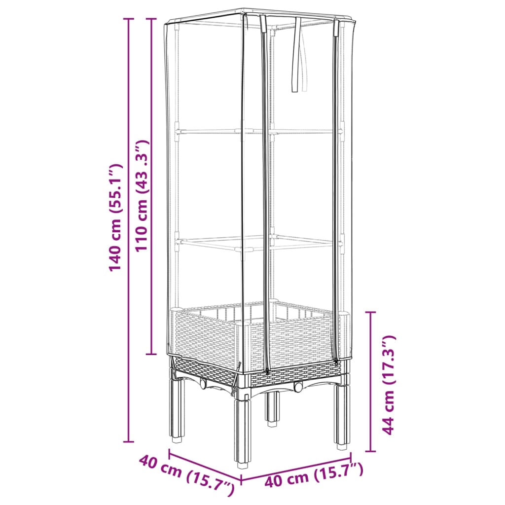 Plantenbak verhoogd met kashoes 40x40x140 cm rattanlook is nu te koop bij PeponiXL, paradijselijk wonen!