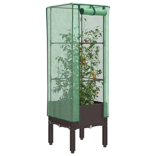 Plantenbak verhoogd met kashoes 40x40x140 cm rattanlook is nu te koop bij PeponiXL, paradijselijk wonen!