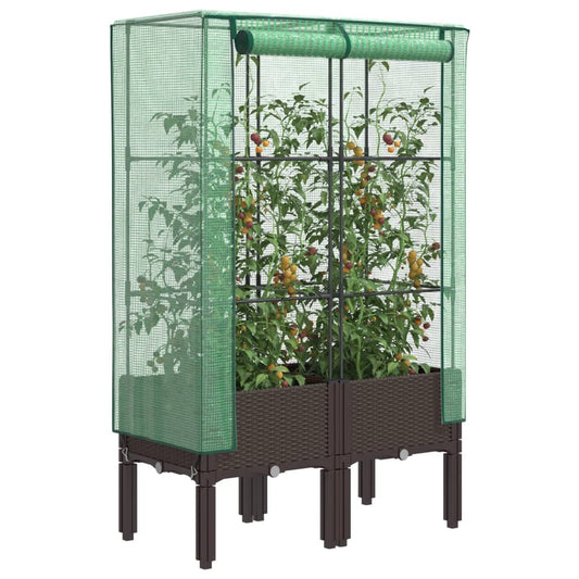Plantenbak verhoogd met kashoes 80x40x140 cm rattanlook is nu te koop bij PeponiXL, paradijselijk wonen!