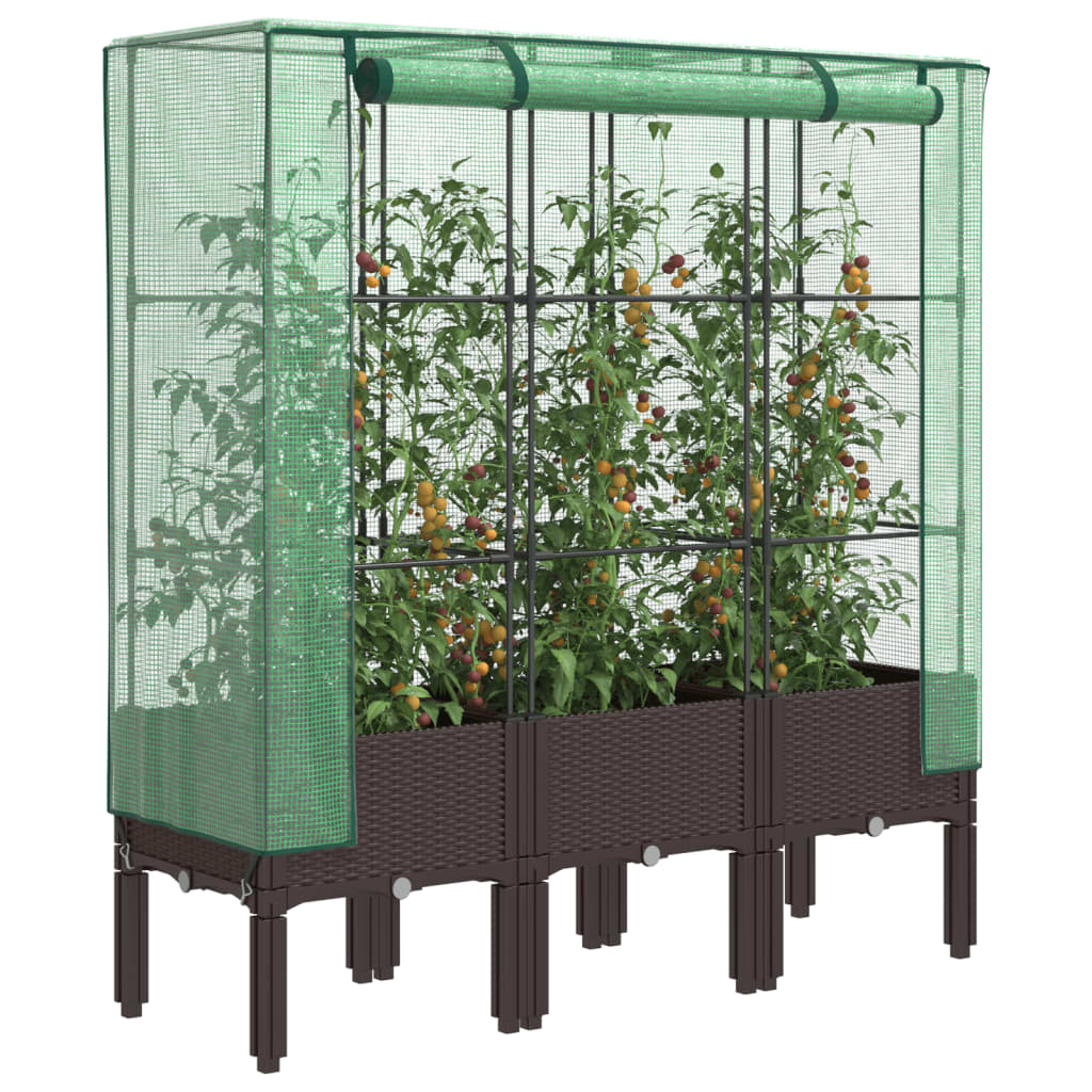 Plantenbak verhoogd met kashoes 120x40x140 cm rattanlook is nu te koop bij PeponiXL, paradijselijk wonen!