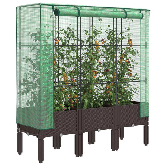 Plantenbak verhoogd met kashoes 120x40x140 cm rattanlook is nu te koop bij PeponiXL, paradijselijk wonen!