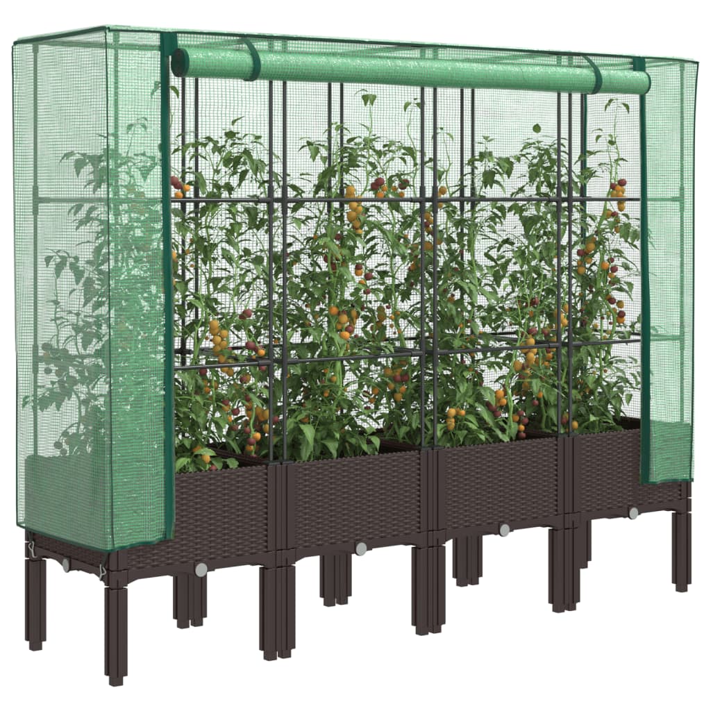 Plantenbak verhoogd met kashoes 160x40x140 cm rattanlook is nu te koop bij PeponiXL, paradijselijk wonen!