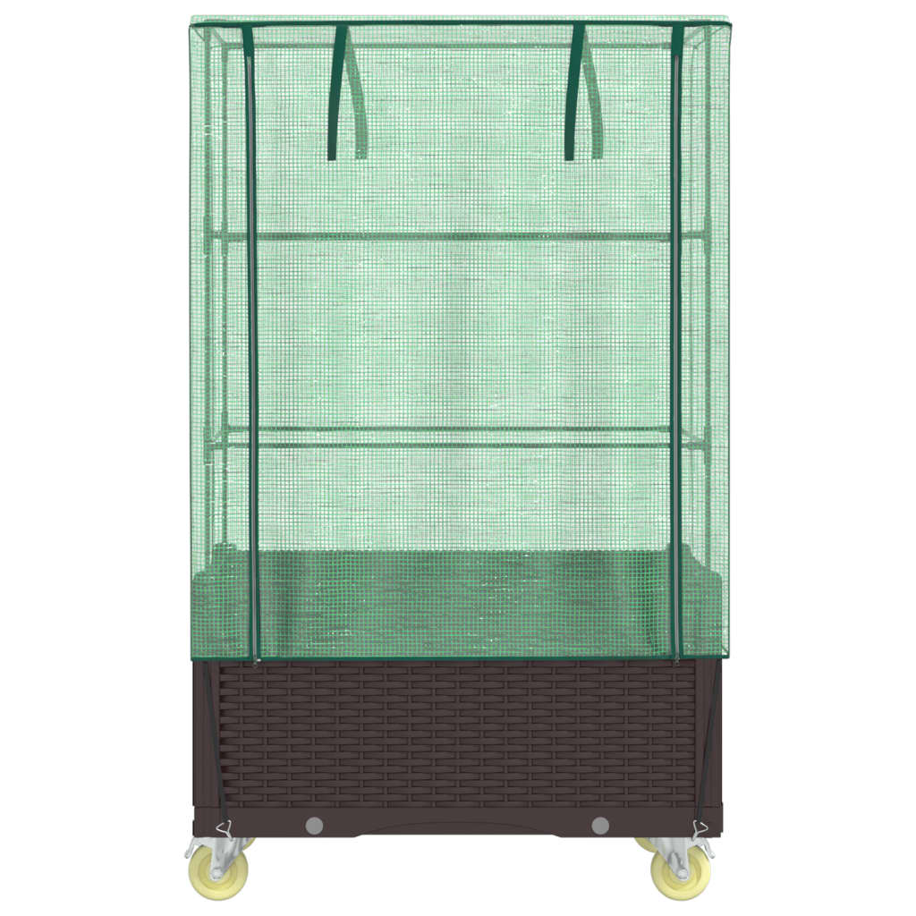 Plantenbak verhoogd met hoes en wielen 80x50x182 cm rattanlook is nu te koop bij PeponiXL, paradijselijk wonen!