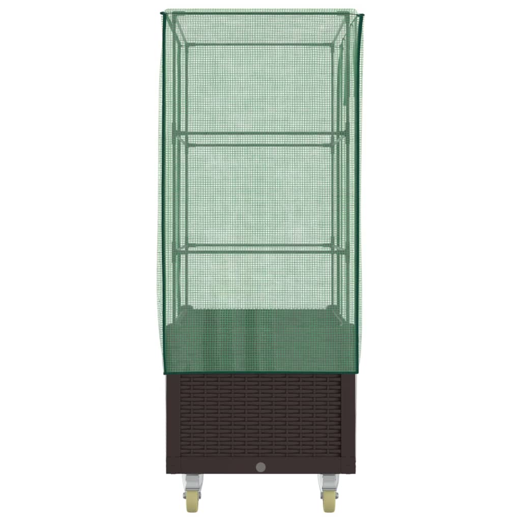 Plantenbak verhoogd met hoes en wielen 80x50x182 cm rattanlook is nu te koop bij PeponiXL, paradijselijk wonen!
