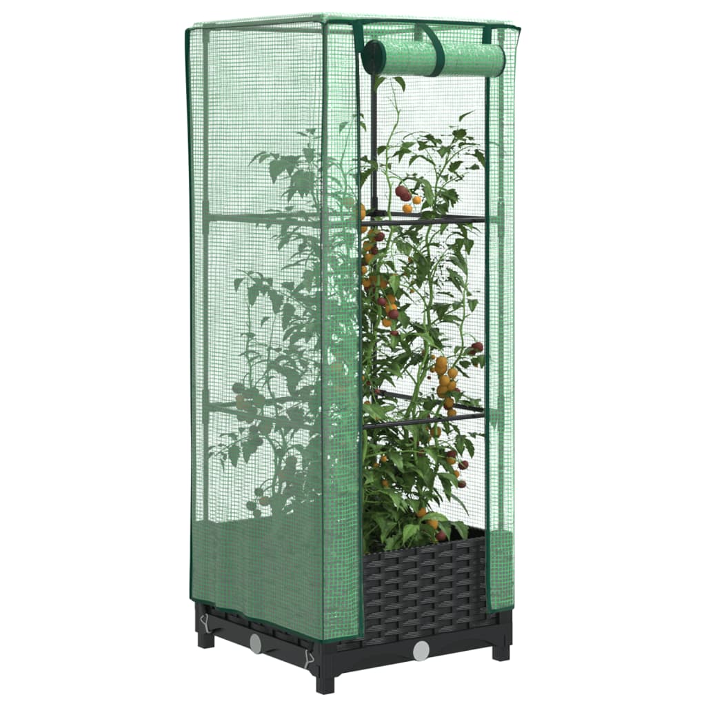 Plantenbak verhoogd met kashoes 40x40x123 cm rattanlook is nu te koop bij PeponiXL, paradijselijk wonen!