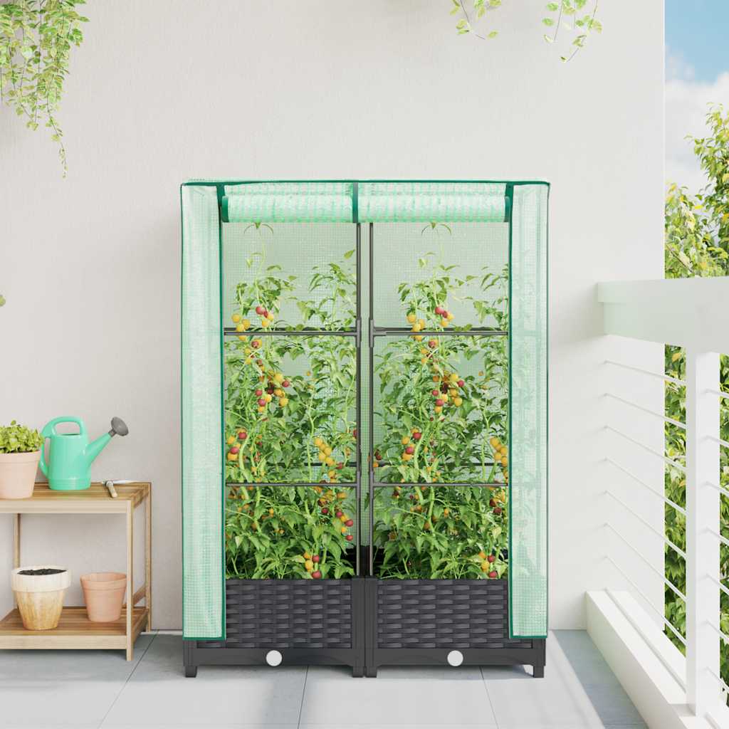 Plantenbak verhoogd met kashoes 80x40x123 cm rattanlook is nu te koop bij PeponiXL, paradijselijk wonen!