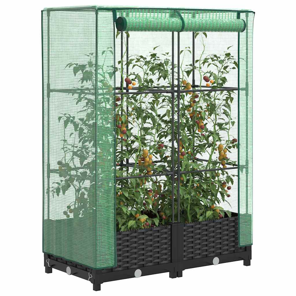 Plantenbak verhoogd met kashoes 80x40x123 cm rattanlook is nu te koop bij PeponiXL, paradijselijk wonen!
