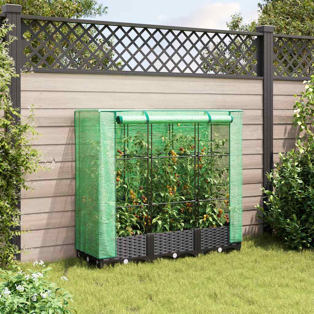 Verhoogde plantenbak met kashoes rotanlook 120x40x123 cm is nu te koop bij PeponiXL, paradijselijk wonen!