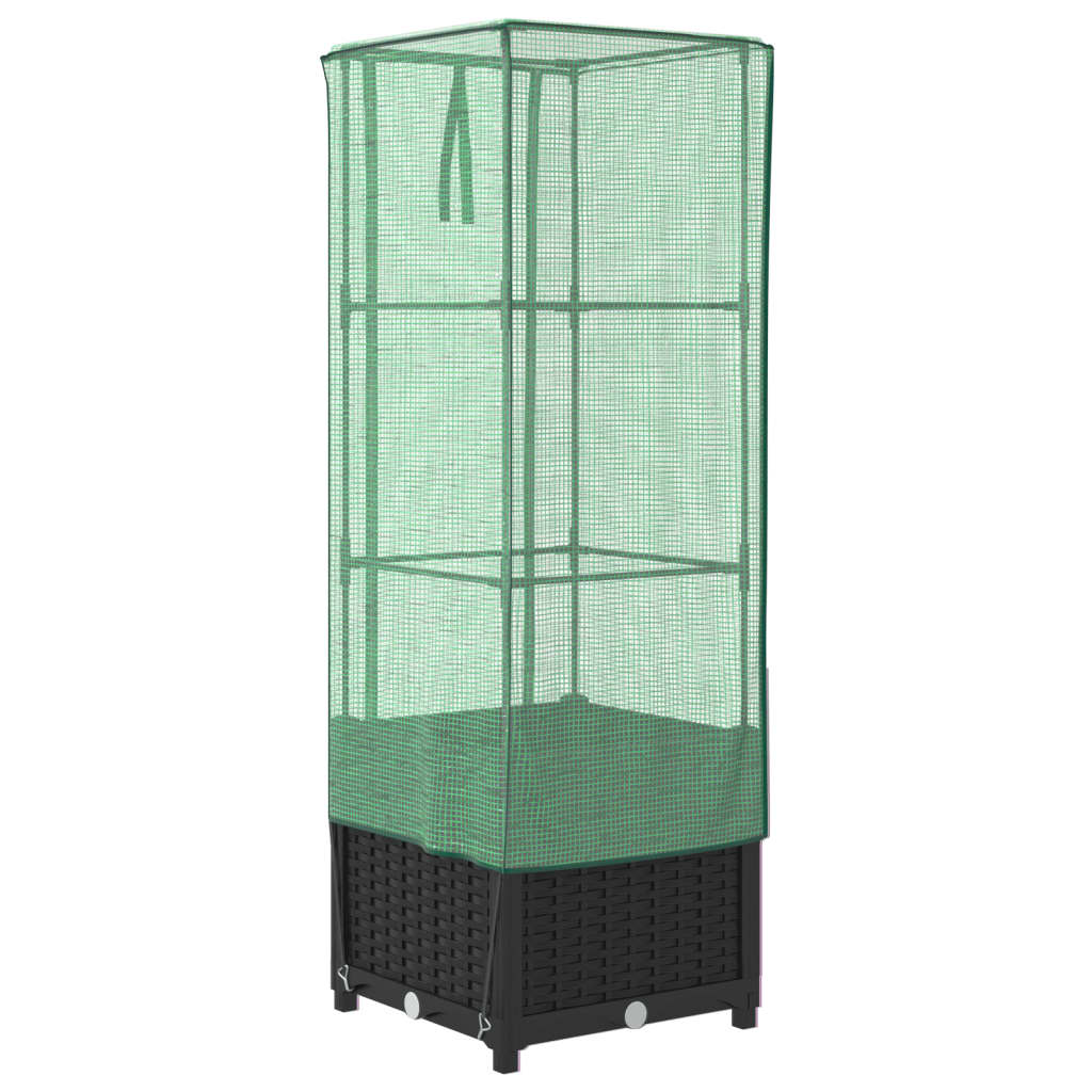 Plantenbak verhoogd met kashoes 40x40x139 cm rattanlook is nu te koop bij PeponiXL, paradijselijk wonen!