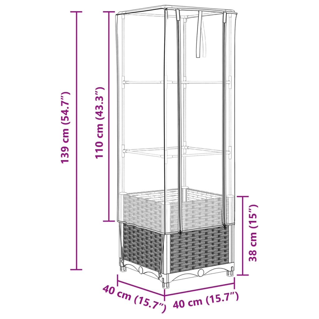 Plantenbak verhoogd met kashoes 40x40x139 cm rattanlook is nu te koop bij PeponiXL, paradijselijk wonen!