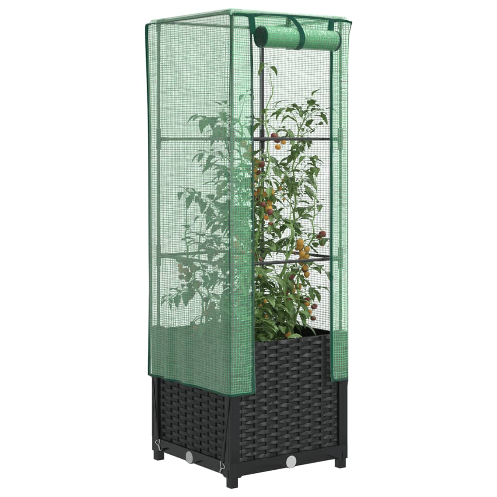 Plantenbak verhoogd met kashoes 40x40x139 cm rattanlook is nu te koop bij PeponiXL, paradijselijk wonen!