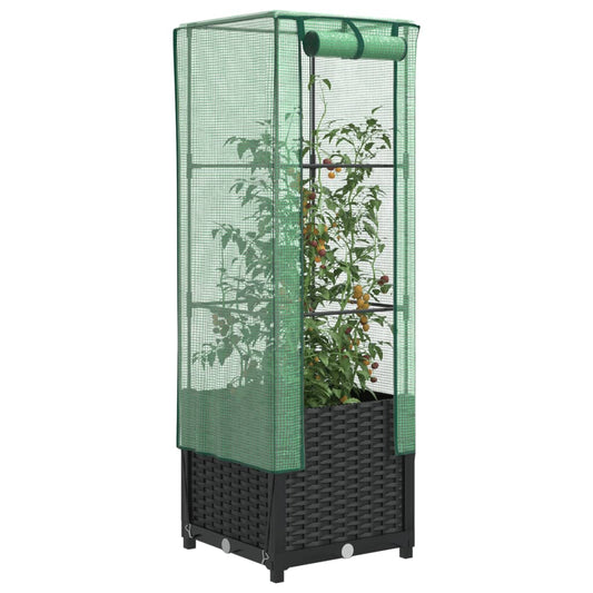 Plantenbak verhoogd met kashoes 40x40x139 cm rattanlook is nu te koop bij PeponiXL, paradijselijk wonen!