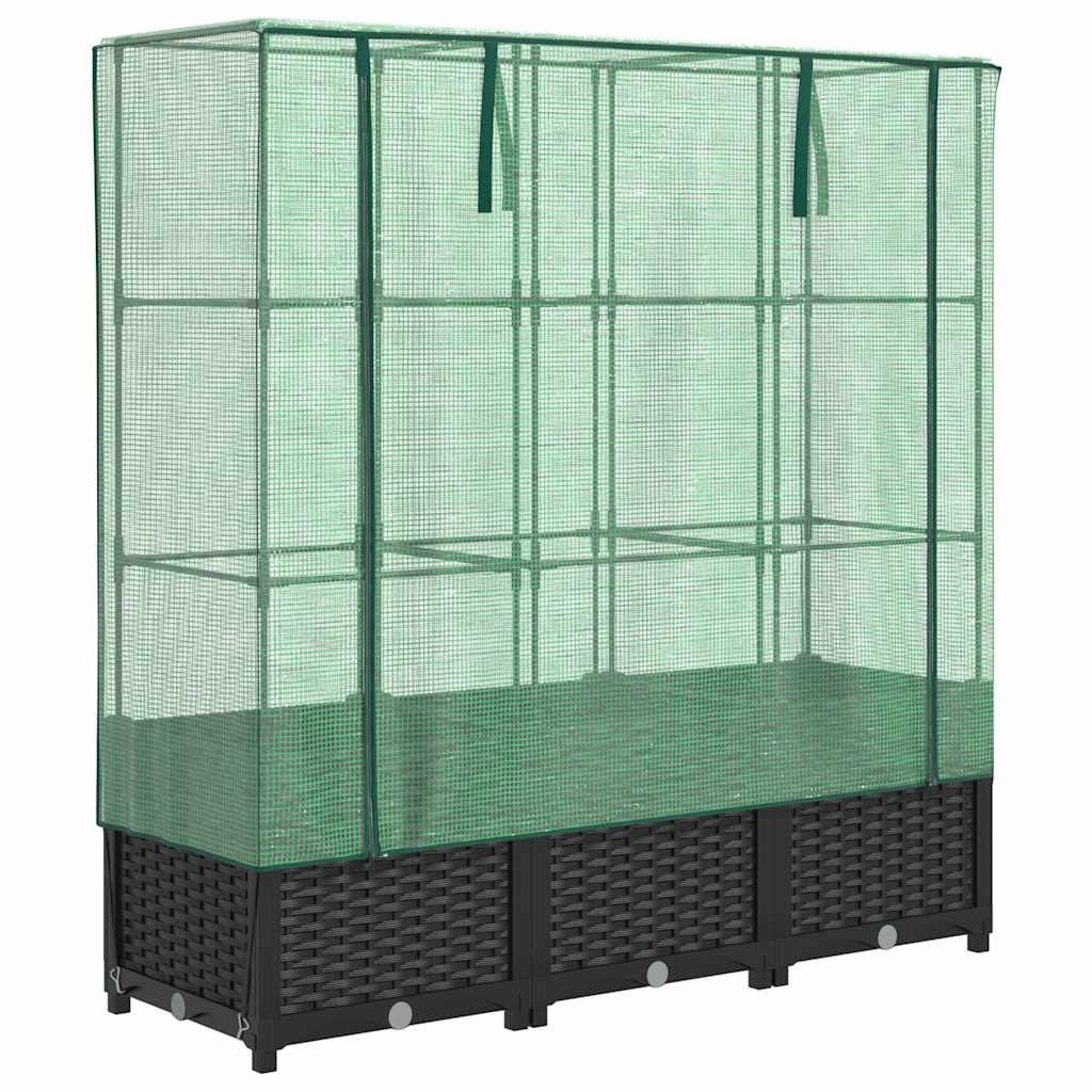 Plantenbak verhoogd met kashoes 120x40x138 cm rattanlook is nu te koop bij PeponiXL, paradijselijk wonen!