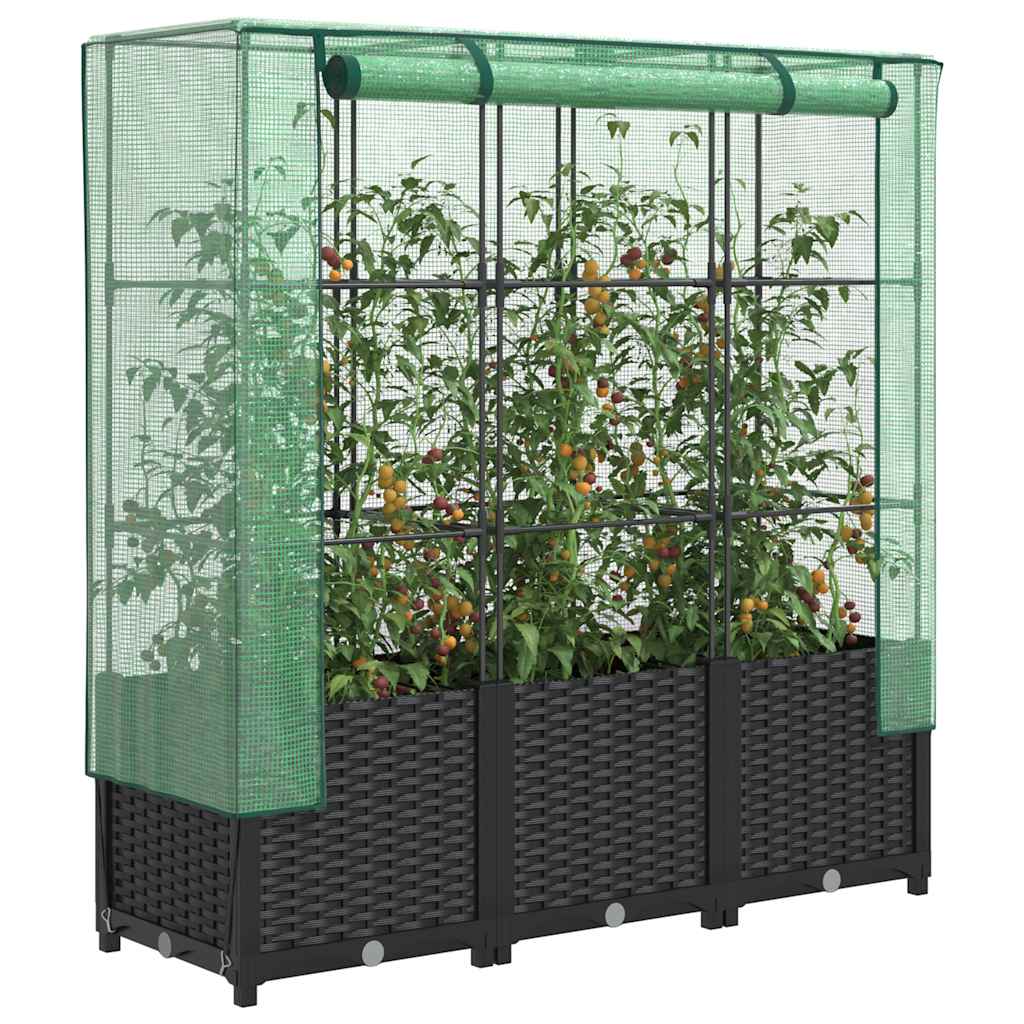 Plantenbak verhoogd met kashoes 120x40x138 cm rattanlook is nu te koop bij PeponiXL, paradijselijk wonen!