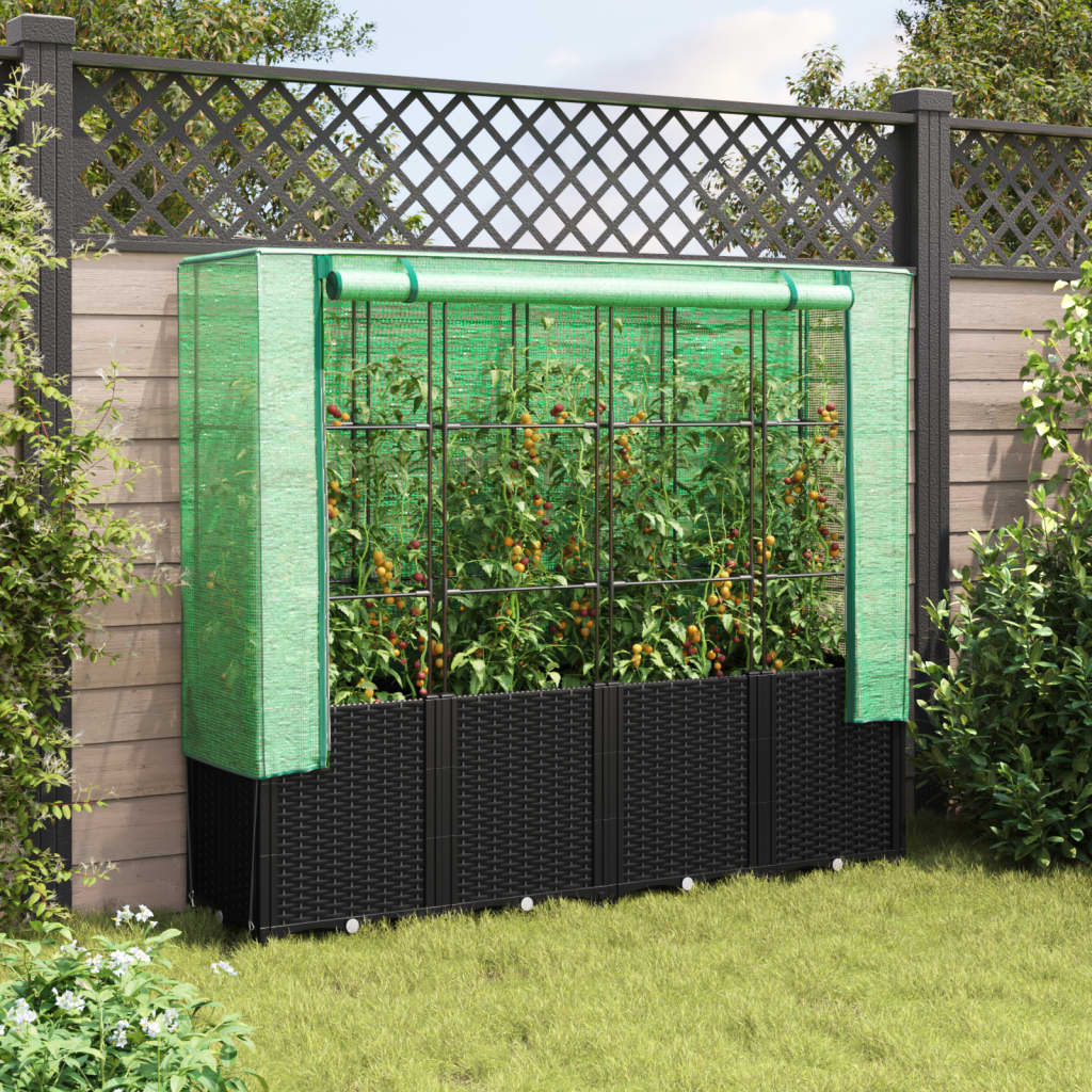 Verhoogde plantenbak met kashoes rotanlook 160x40x153 cm is nu te koop bij PeponiXL, paradijselijk wonen!