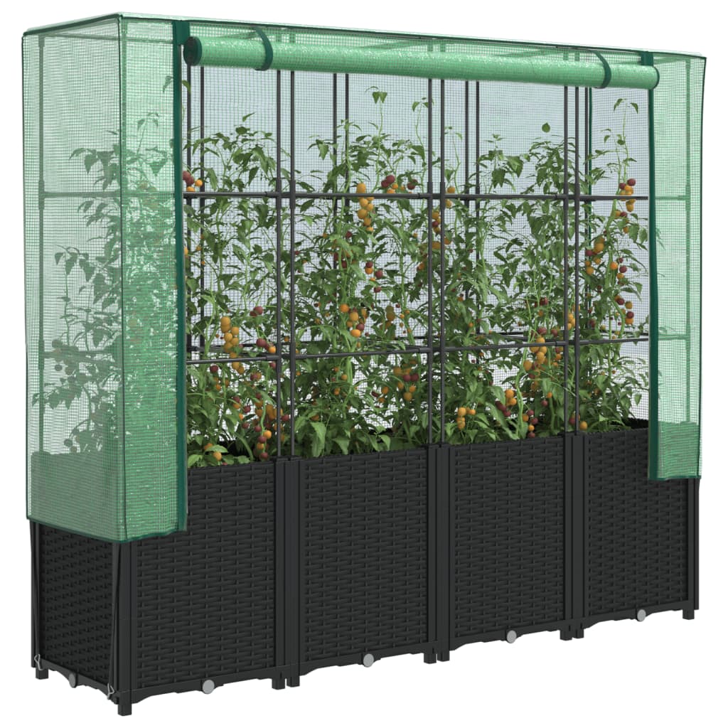 Verhoogde plantenbak met kashoes rotanlook 160x40x153 cm is nu te koop bij PeponiXL, paradijselijk wonen!
