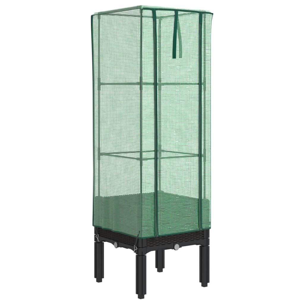 Plantenbak verhoogd met kashoes 40x40x140 cm rattanlook is nu te koop bij PeponiXL, paradijselijk wonen!