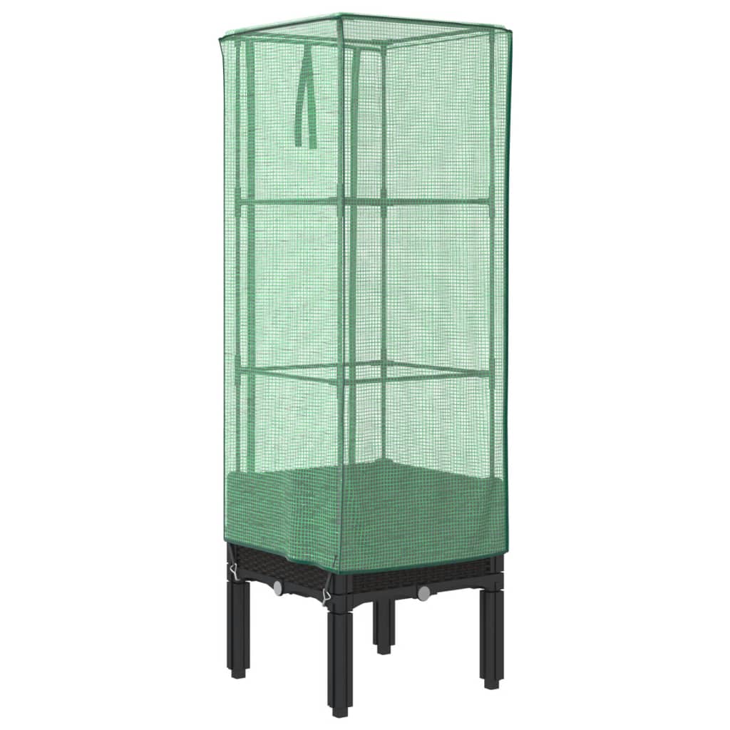 Plantenbak verhoogd met kashoes 40x40x140 cm rattanlook is nu te koop bij PeponiXL, paradijselijk wonen!