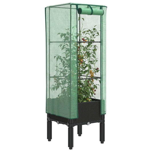 Plantenbak verhoogd met kashoes 40x40x140 cm rattanlook is nu te koop bij PeponiXL, paradijselijk wonen!