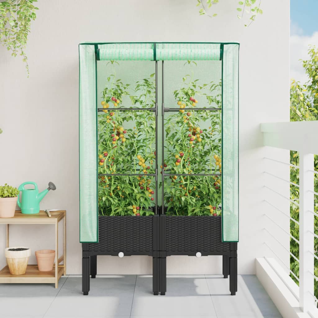 Plantenbak verhoogd met kashoes 80x40x140 cm rattanlook is nu te koop bij PeponiXL, paradijselijk wonen!