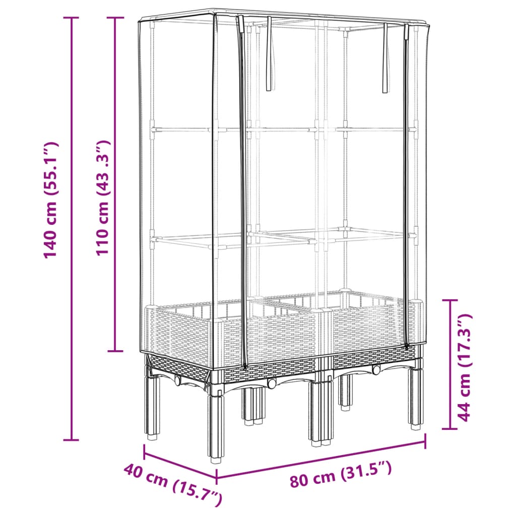 Plantenbak verhoogd met kashoes 80x40x140 cm rattanlook is nu te koop bij PeponiXL, paradijselijk wonen!