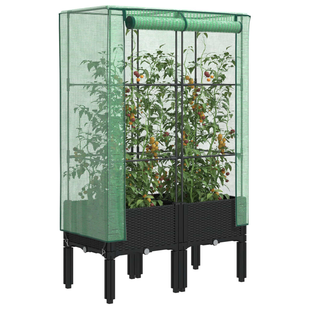Plantenbak verhoogd met kashoes 80x40x140 cm rattanlook is nu te koop bij PeponiXL, paradijselijk wonen!