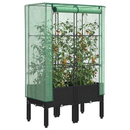 Plantenbak verhoogd met kashoes 80x40x140 cm rattanlook is nu te koop bij PeponiXL, paradijselijk wonen!