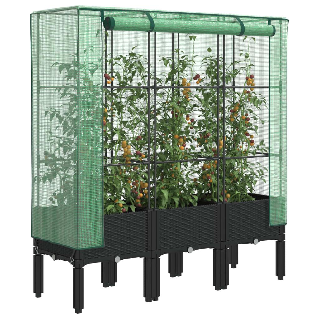Plantenbak verhoogd met kashoes 120x40x140 cm rattanlook is nu te koop bij PeponiXL, paradijselijk wonen!